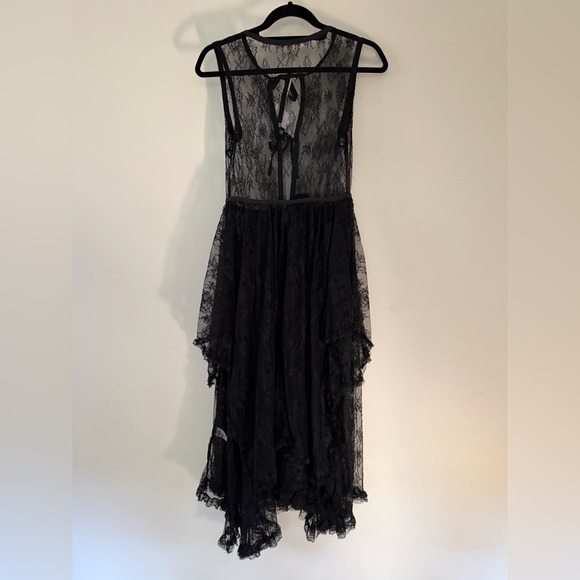 NEW Baevely Anthropologie BLACK Lace Ruffle Ribbon Duster Tiered Romantic, Small - Picture 10 of 10